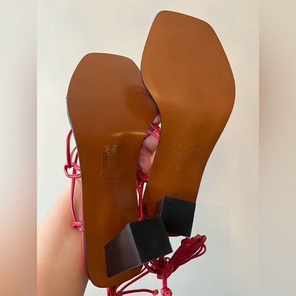 Frame  WOMEN'S LE DOHENY ANKLE-WRAP LEATHER Heel SANDALS NWT - Picture 5 of 12